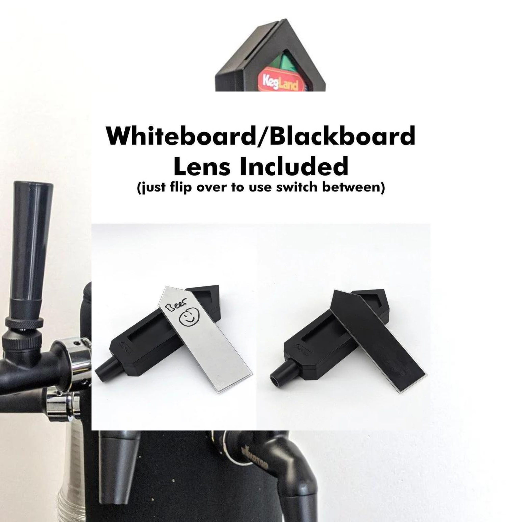 案内付きタップハンドル(クリアレンズ / 黒板ステッカー / ホワイトボードステッカー)