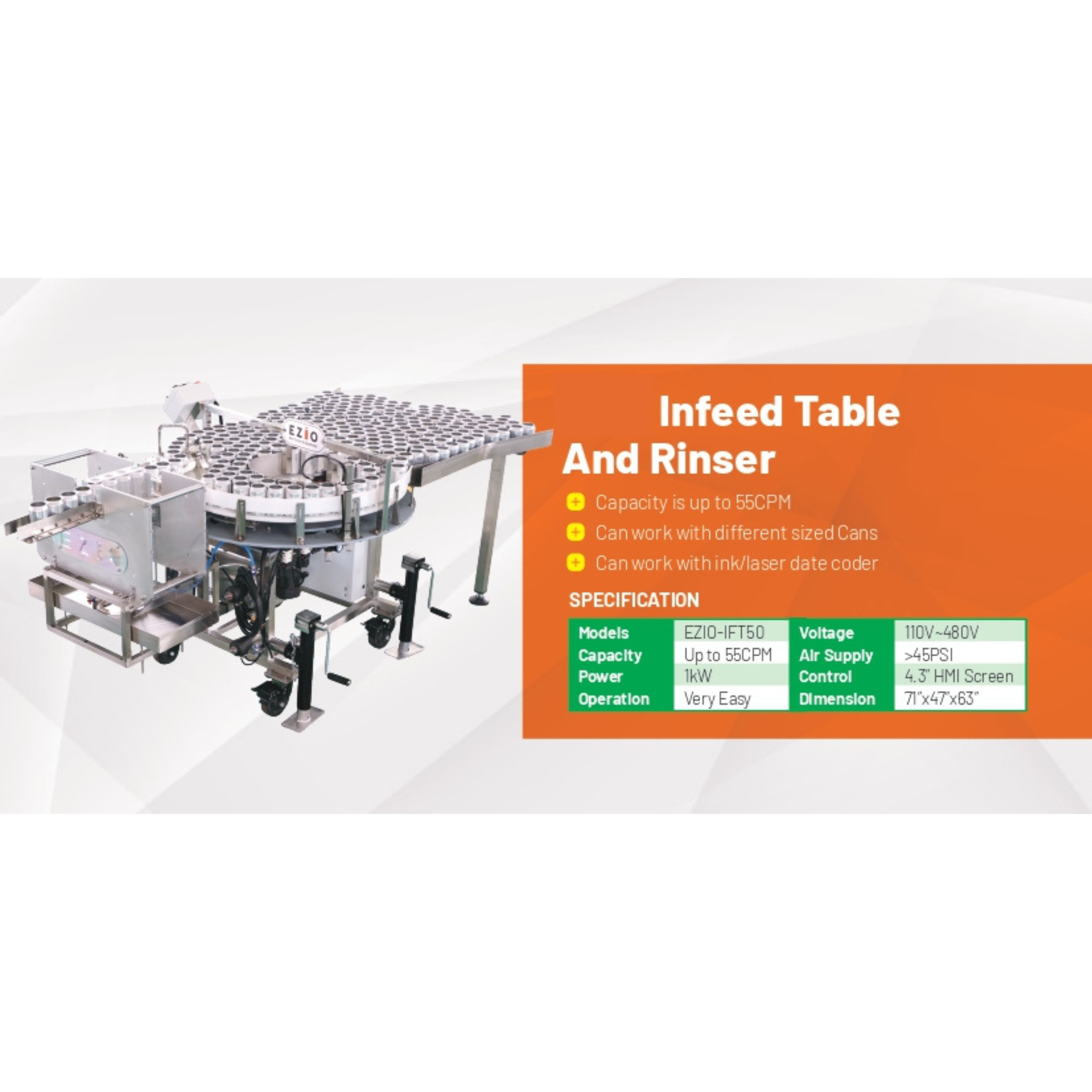 リンス付きインフィードテーブル