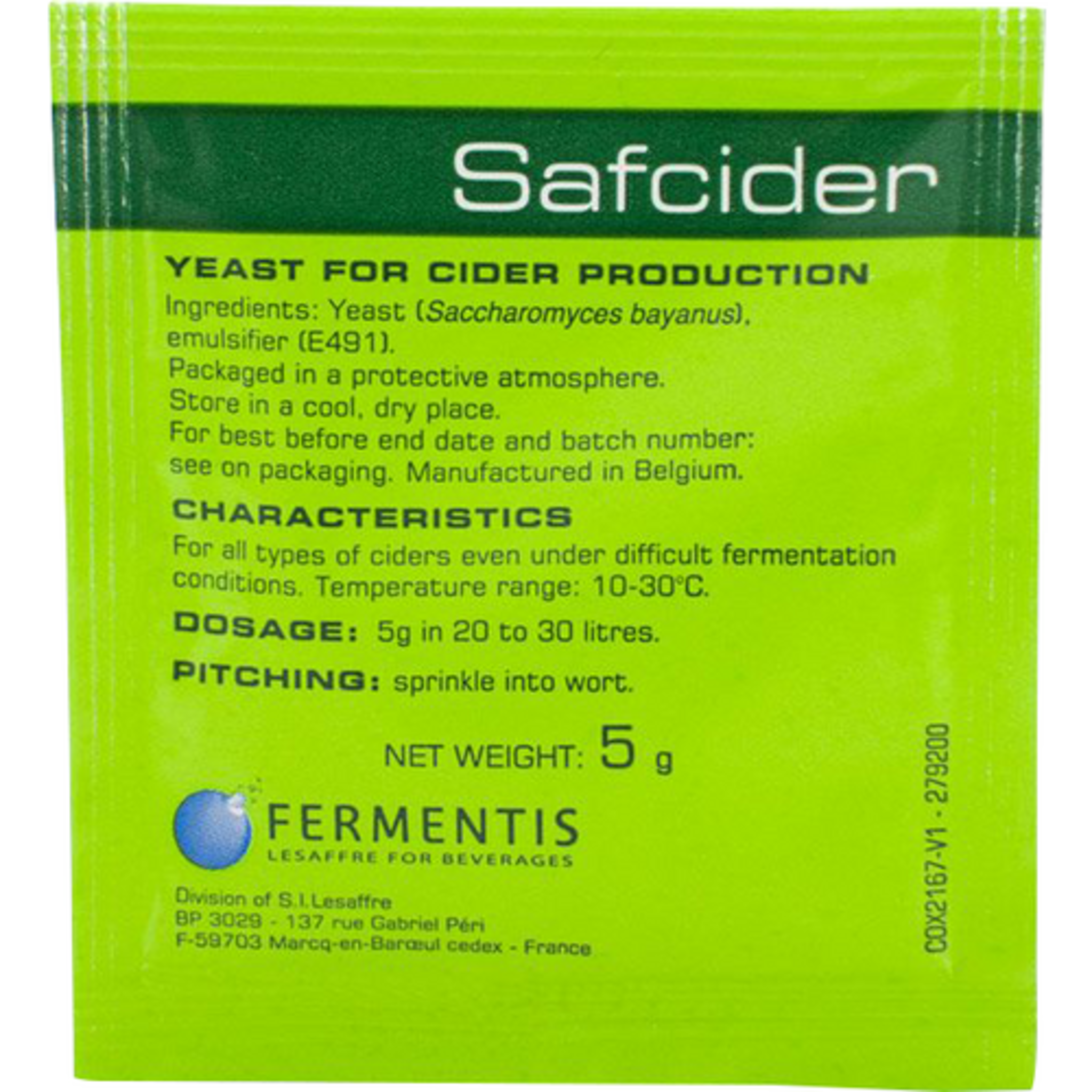 Fermentis SafCider™ AB-1 ドライサイダーイースト