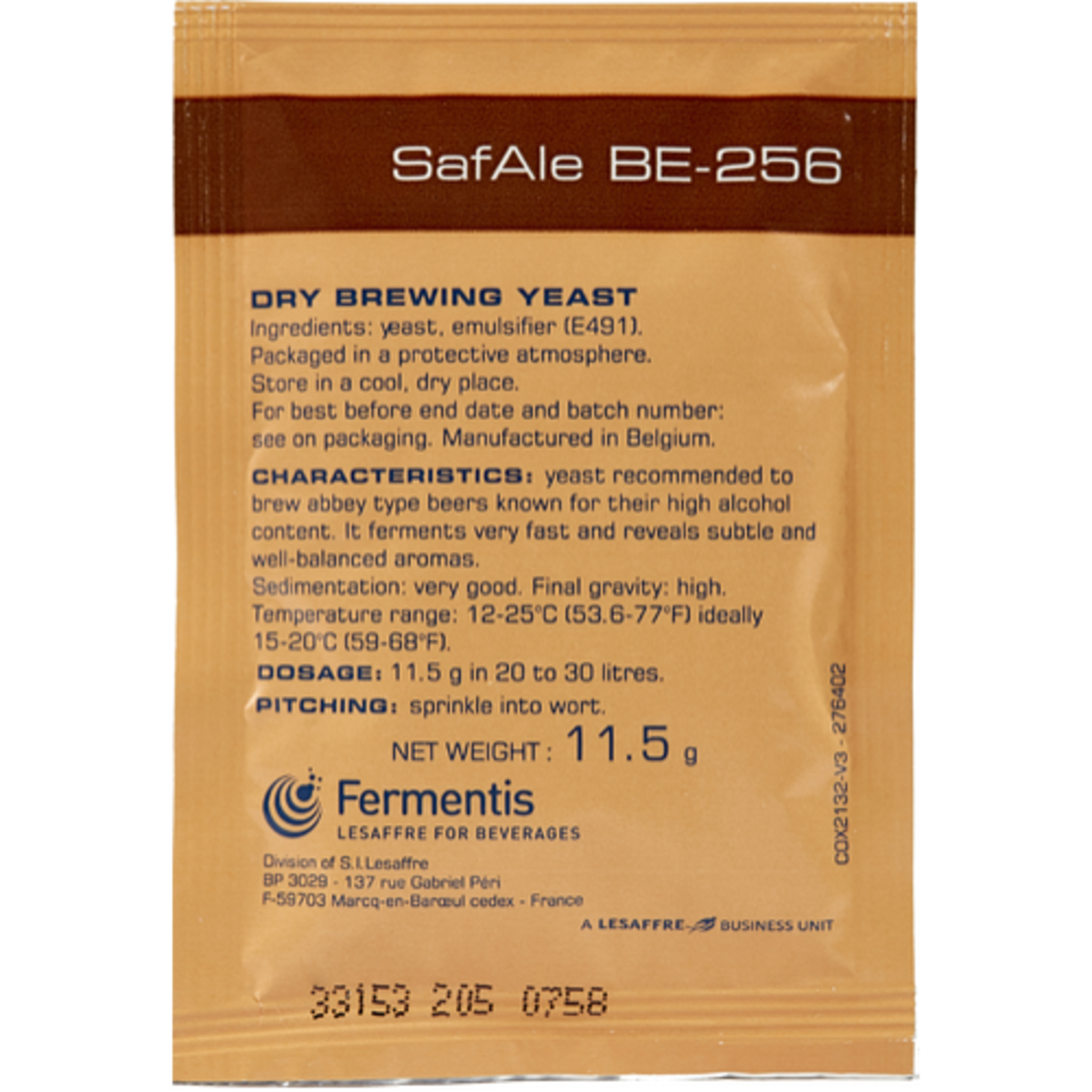 Fermentis SafAle™ BE-256 ベルギーエール ドライイースト