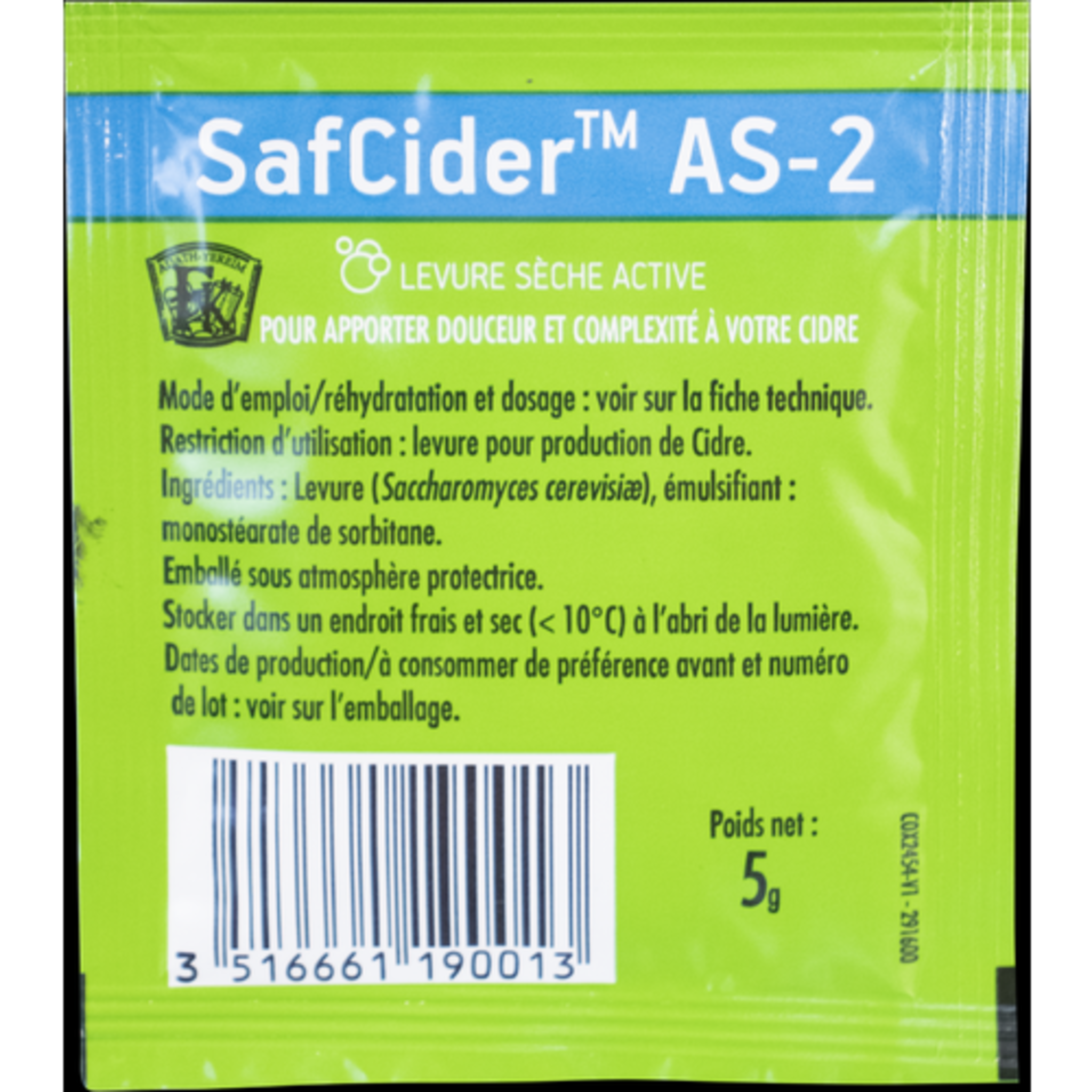 Fermentis SafCider™ AS-2 ドライサイダーイースト