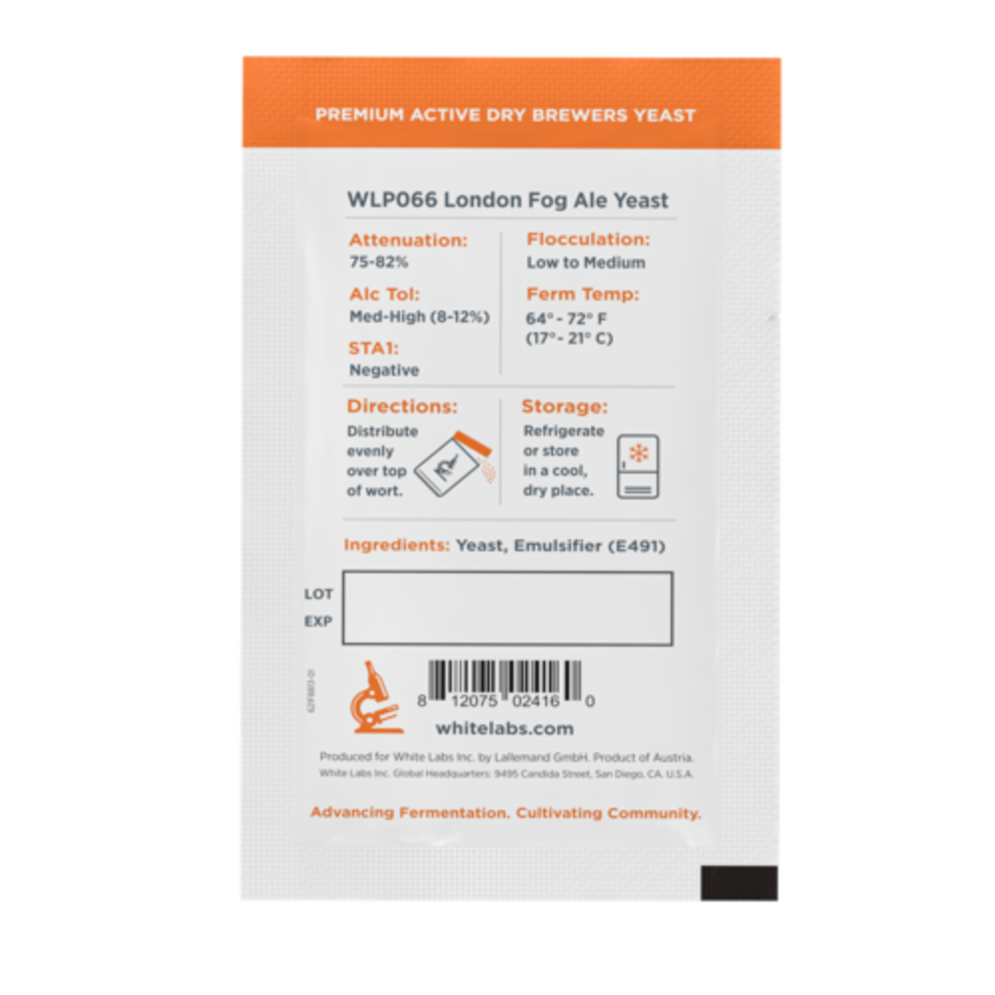 White Labs | WLP066 London Fog Ale Yeast® | Beer Yeast | Premium Active Dry Brewers Yeast