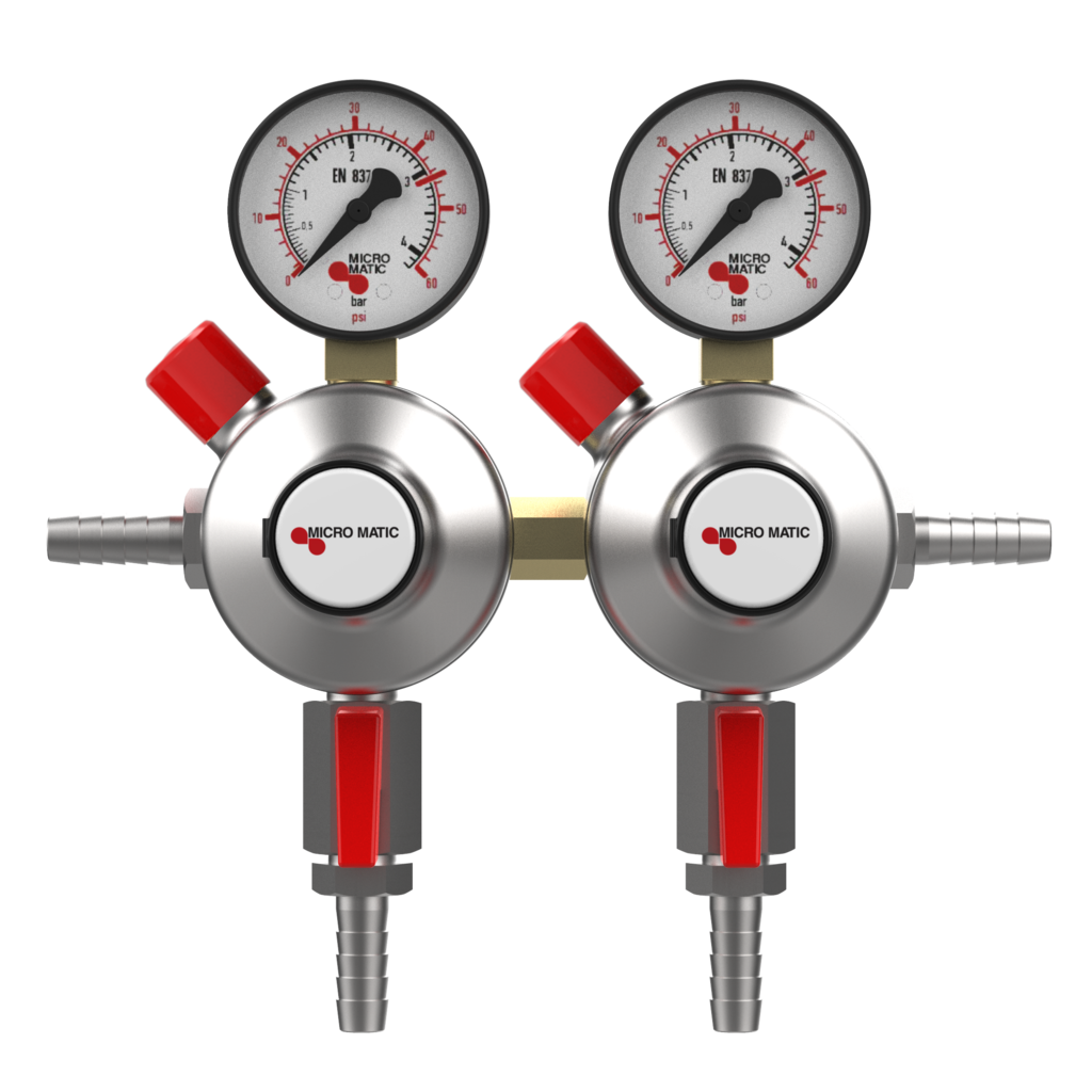 2次減圧弁 / 2連 / 0-60 PSI / 1ゲージ付き