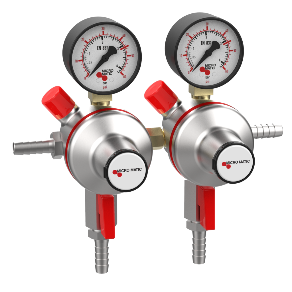 2次減圧弁 / 2連 / 0-60 PSI / 1ゲージ付き