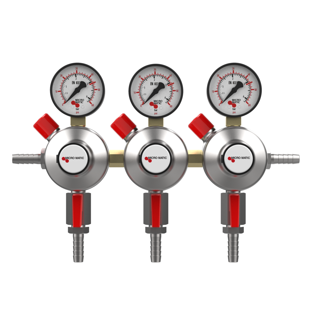 2次減圧弁 / 3連 / 0-60 PSI / 1ゲージ付き