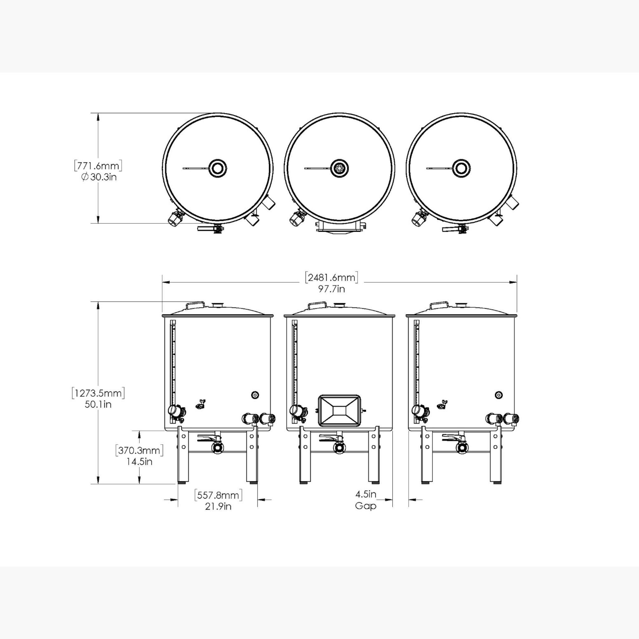 2 BBL 3 VESSEL SINGLE-WALLED BREWHOUSE（電気 / 234ℓ / 三槽式）