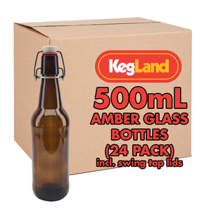 ★★24 x 500ML GLASS Swing Top Amber Bottles with PP Cap & Silicone Seal Cap