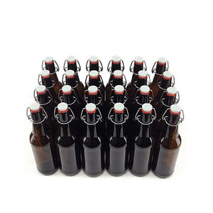 24 x 500ML GLASS Swing Top Amber Bottles with PP Cap & Silicone Seal Cap