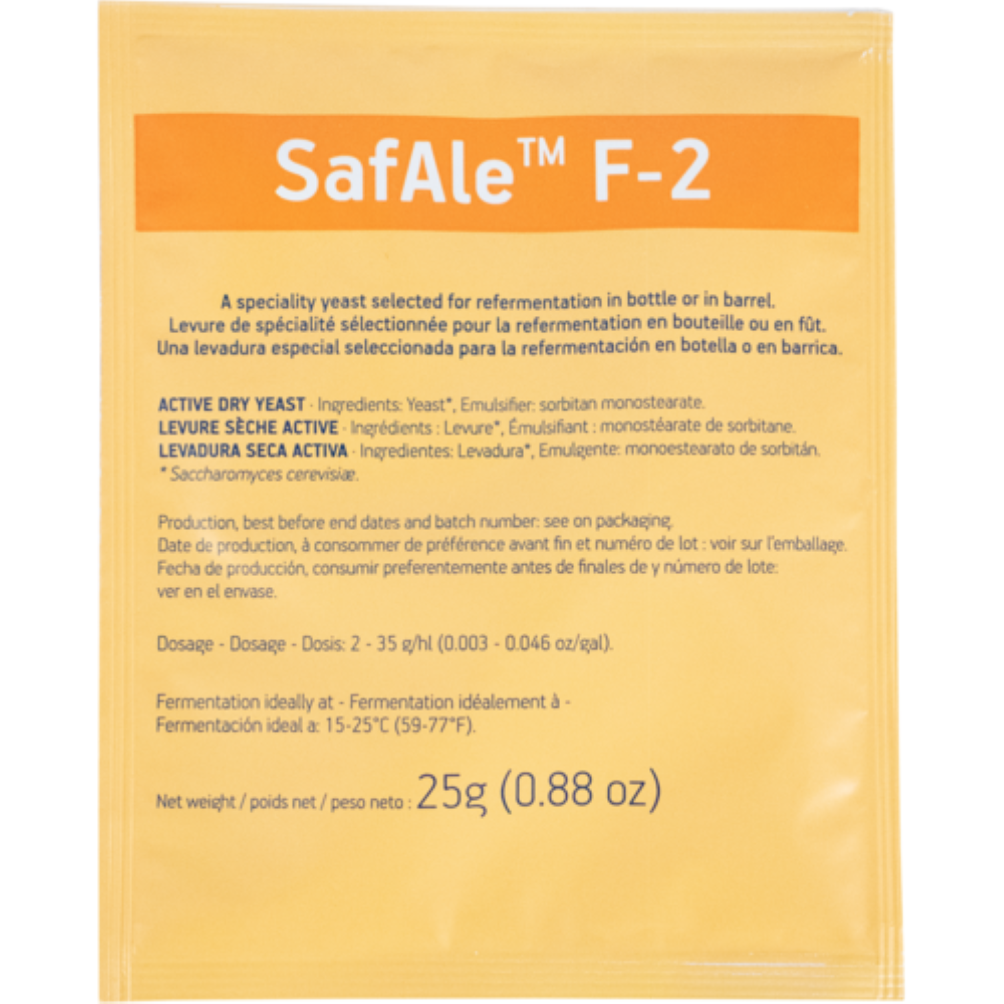 Fermentis | SafAle™ F-2 Bottle Conditioning | Dry Beer Yeast | 25 g