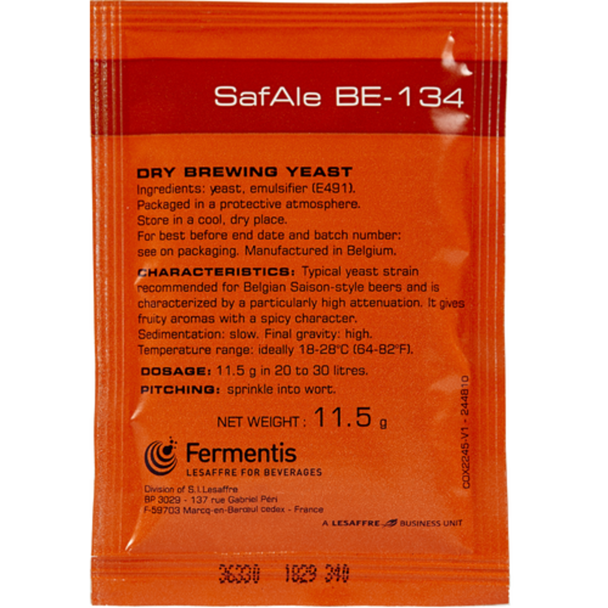 Fermentis | SafAle™ BE-134 Belgian Ale | Dry Beer Yeast