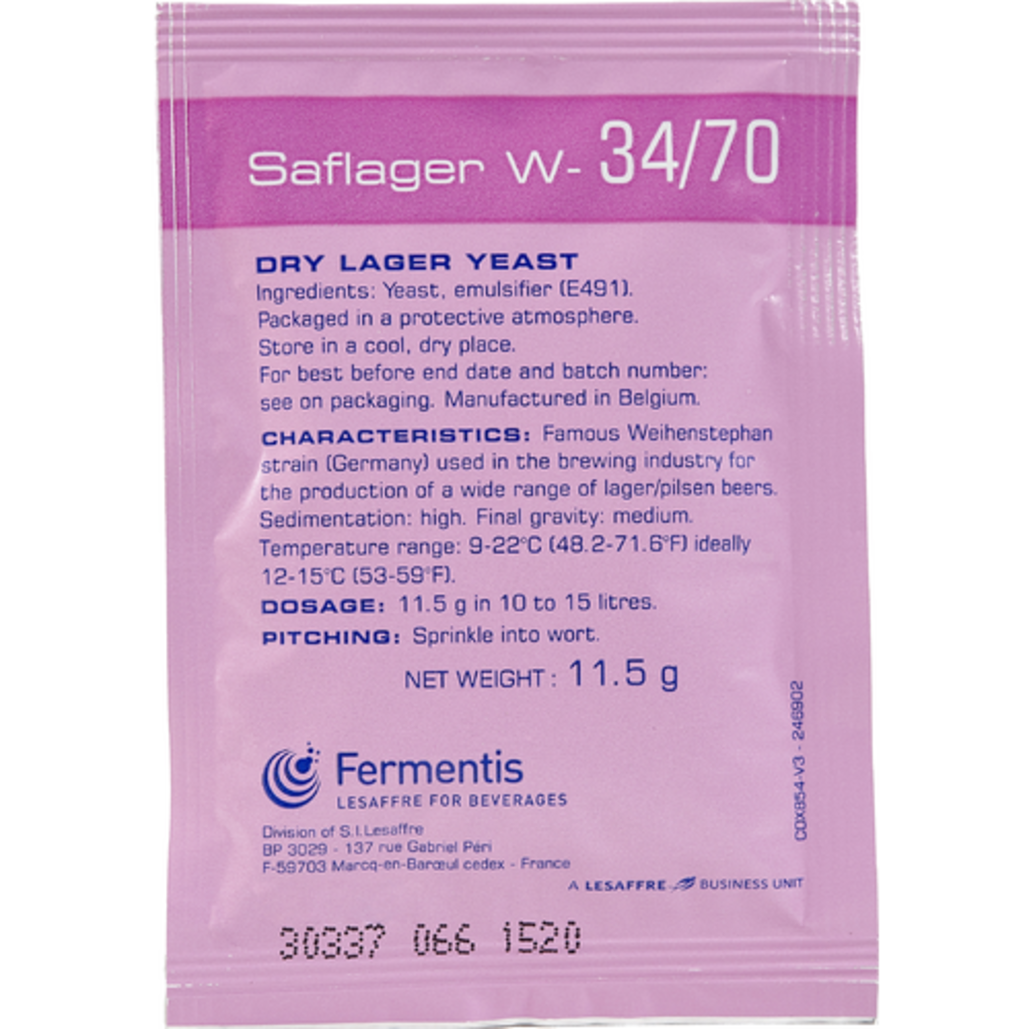Fermentis | SafLager™ W-34/70 Bohemian Lager | Dry Beer Yeast