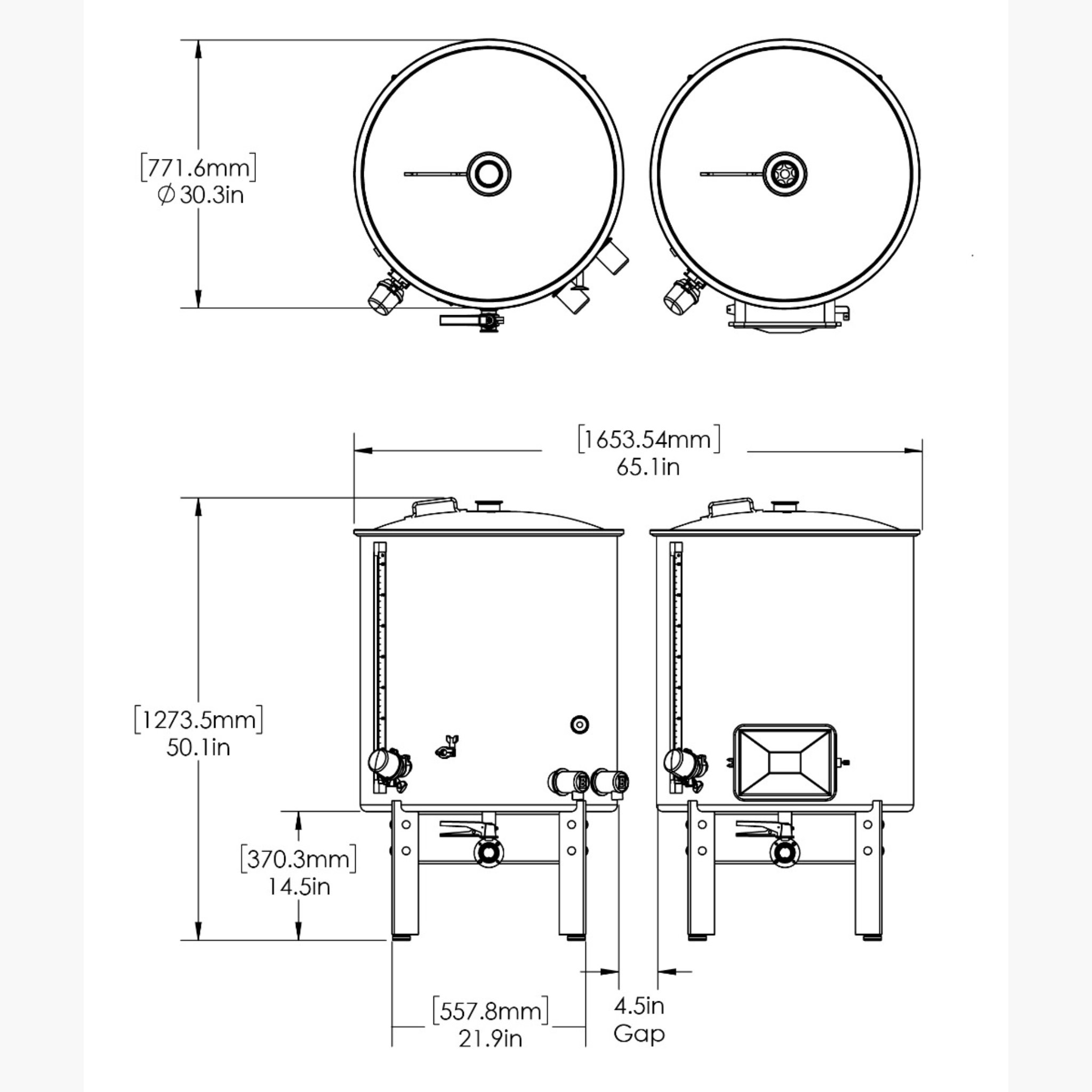 2 BBL 2 VESSEL SINGLE-WALLED BREWHOUSE（電気 / 234ℓ / 二槽式）