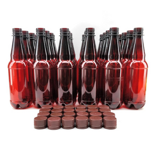 ★24 x 500mL PET Amber Brown Bottles with Screw Caps