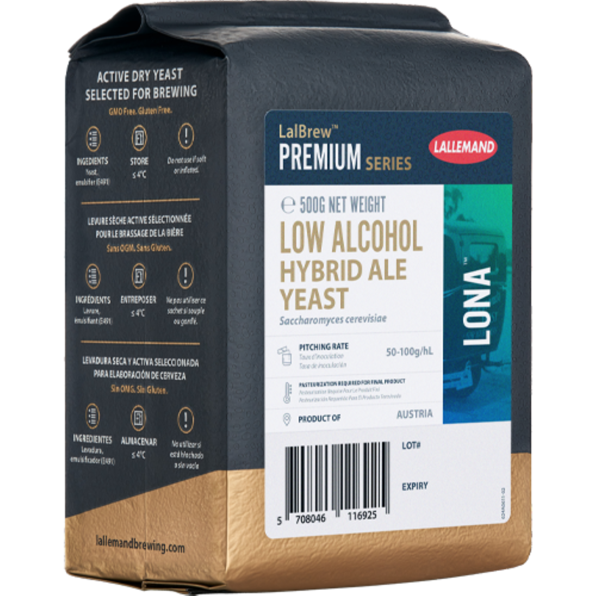 Lallemand | LalBrew® LoNa™ Low Alcohol Hybrid Ale Yeast | Dry Beer Yeast | 500 g