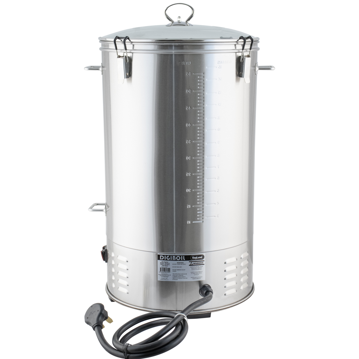 DigiBoil 電気ケトル 65L ガラス蓋と内部の目盛り