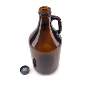 64OZ Glass Growler (1.9liter) + Black Growler Plastic Cap