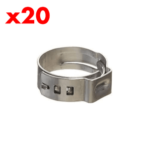 Bag of 20 x Stainless Stepless Clamps (suits OD 19.4-22.6mm) 22.6mm