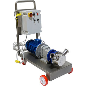 EnoItalia Flexible Impeller Pump | Euro 60 | Must Pump | Self-Priming | Remote Control | Stainless Trolley Cart | 100 GPM | 3 in. T.C. | 230V