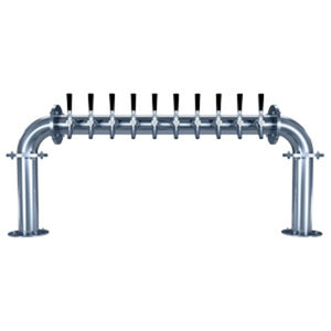 Biergarten "U" Draft Tower - Glycol-Cooled - Polished Stainless Steel - 10 Faucets