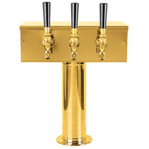 "T" Style Tower - 3" Column - PVD Brass - Air-Cooled - 3 Faucets