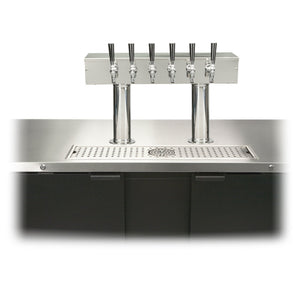 Double Pedestal Draft Tower - Pro-Line Tower Conversion - Air-Cooled - Polished Stainless Steel - 6 Faucets