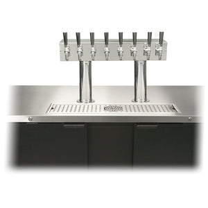 Double Pedestal Draft Tower - Pro-Line Tower Conversion - Air-Cooled - Polished Stainless Steel - 8 Faucets