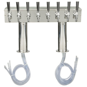 Double Pedestal Draft Tower - Pro-Line Tower Conversion - Air-Cooled - Polished Stainless Steel - 8 Faucets